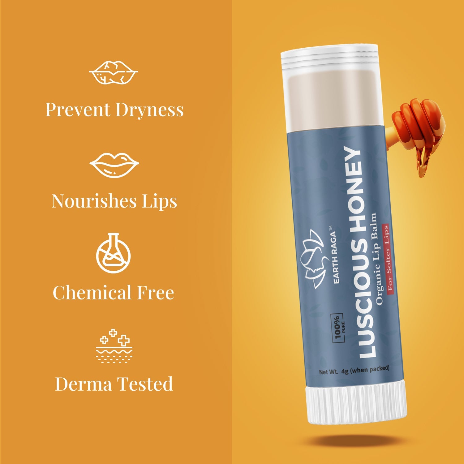 Luscious Honey Organic Lip Balm 4g