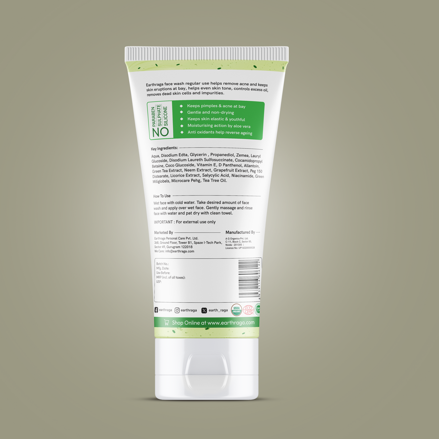 Anti-Hairfall Shampoo and Aloe Vera Neem Tea Tree Face Wash Combo