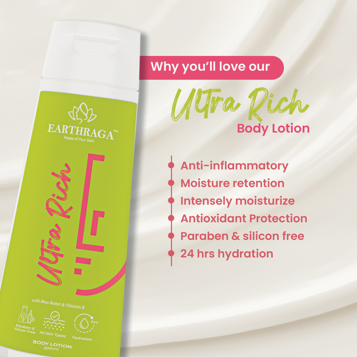 Ultra Rich Body Lotion with Shea Butter & Vitamin E - Intense Moisture for Deep Nourishment