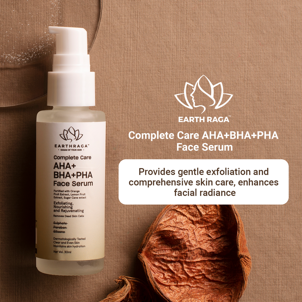 Earthraga AHA+BHA+PHA Serum | Treats Skin Ageing | 30ml