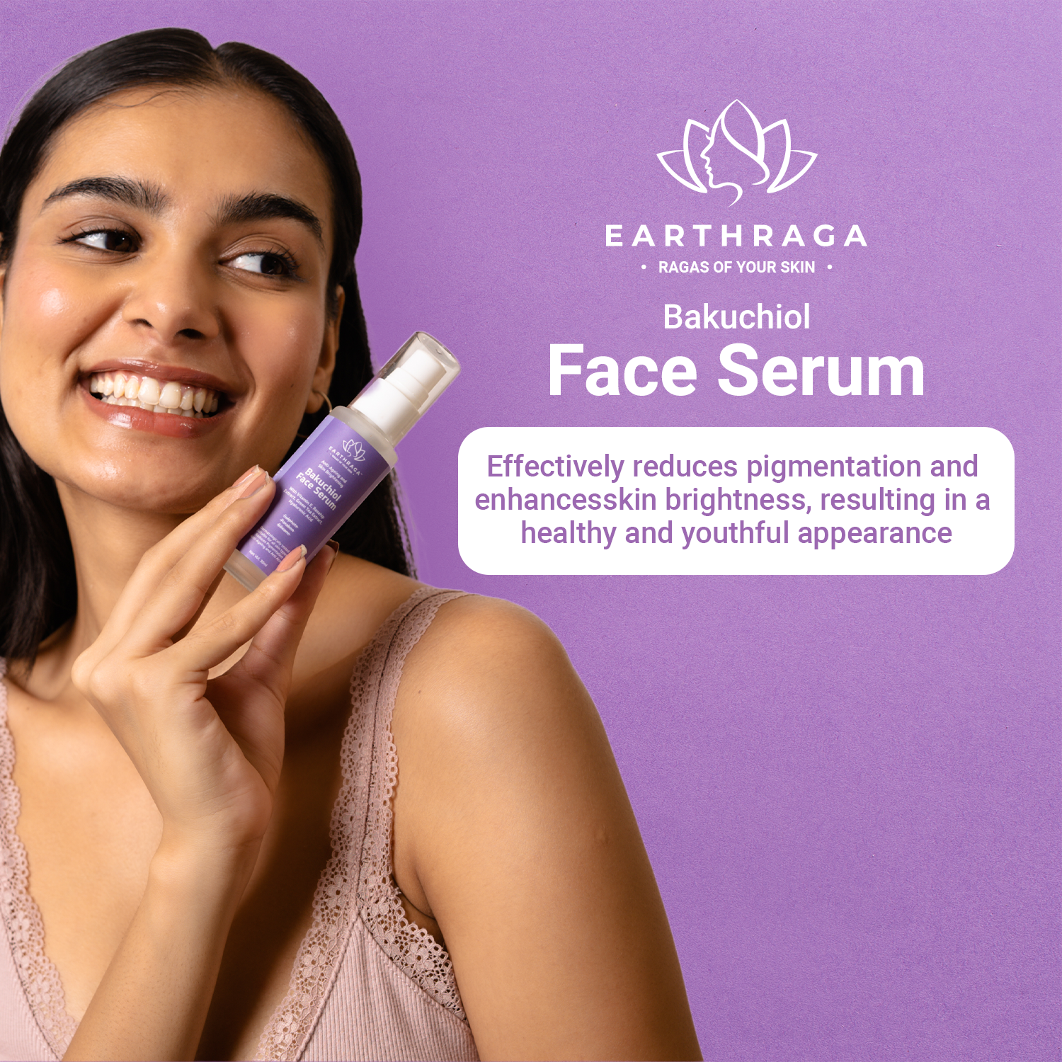 Earthraga Bakuchiol Face Serum | Treats Fine Lines & Wrinkles | Reduces Pigmentation | 30ml