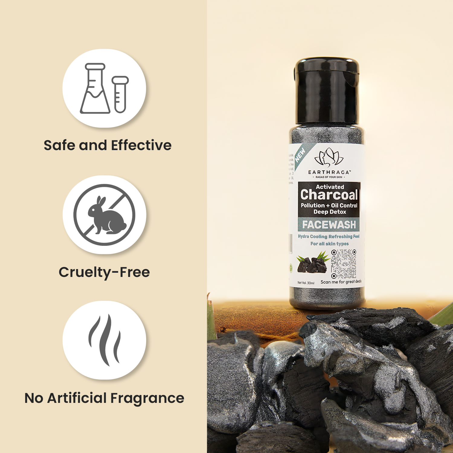 Aloe Neem Tea Tree | Mix Fruit | Activate Charcoal | Face Wash Combo -30ml