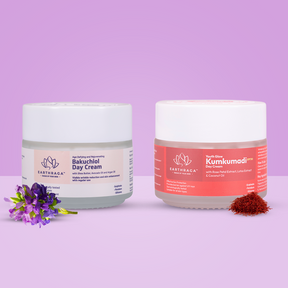 Earthraga Day Cream Combo- Age Defying and Rejuvinating Bakuchiol Day Cream + Youth Glow Kumkumadi  Day Cream