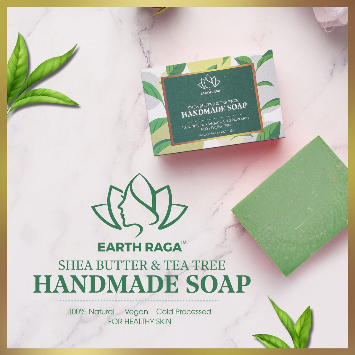 Pack of 2 Cold Pressed Soaps |Tea Tree Soap | Jasmine Soap|  250 gms (2 X 125 Gms )