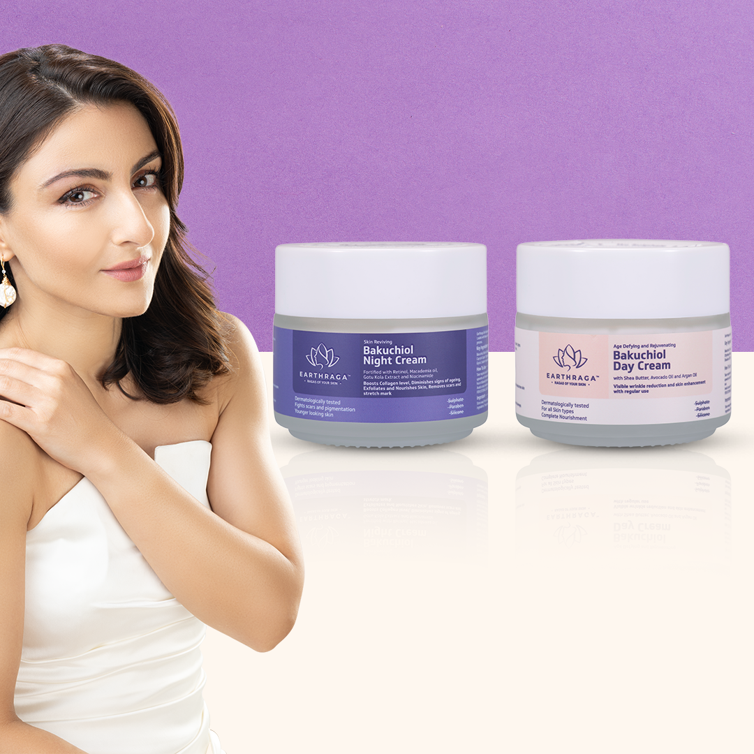 Earthraga Bakuchiol Day Cream & Night Cream Combo |  100gm X 2. - use code QR500 - get Rs. 500 off